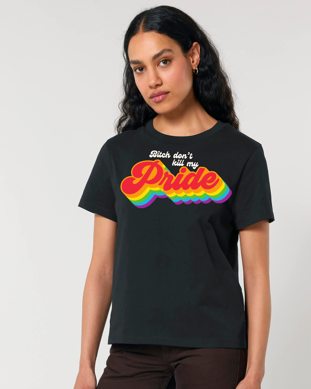 Don't kill my Pride - T-Shirt Schwarz (Shad ist **175cm** groß und trägt Größe **XS**)