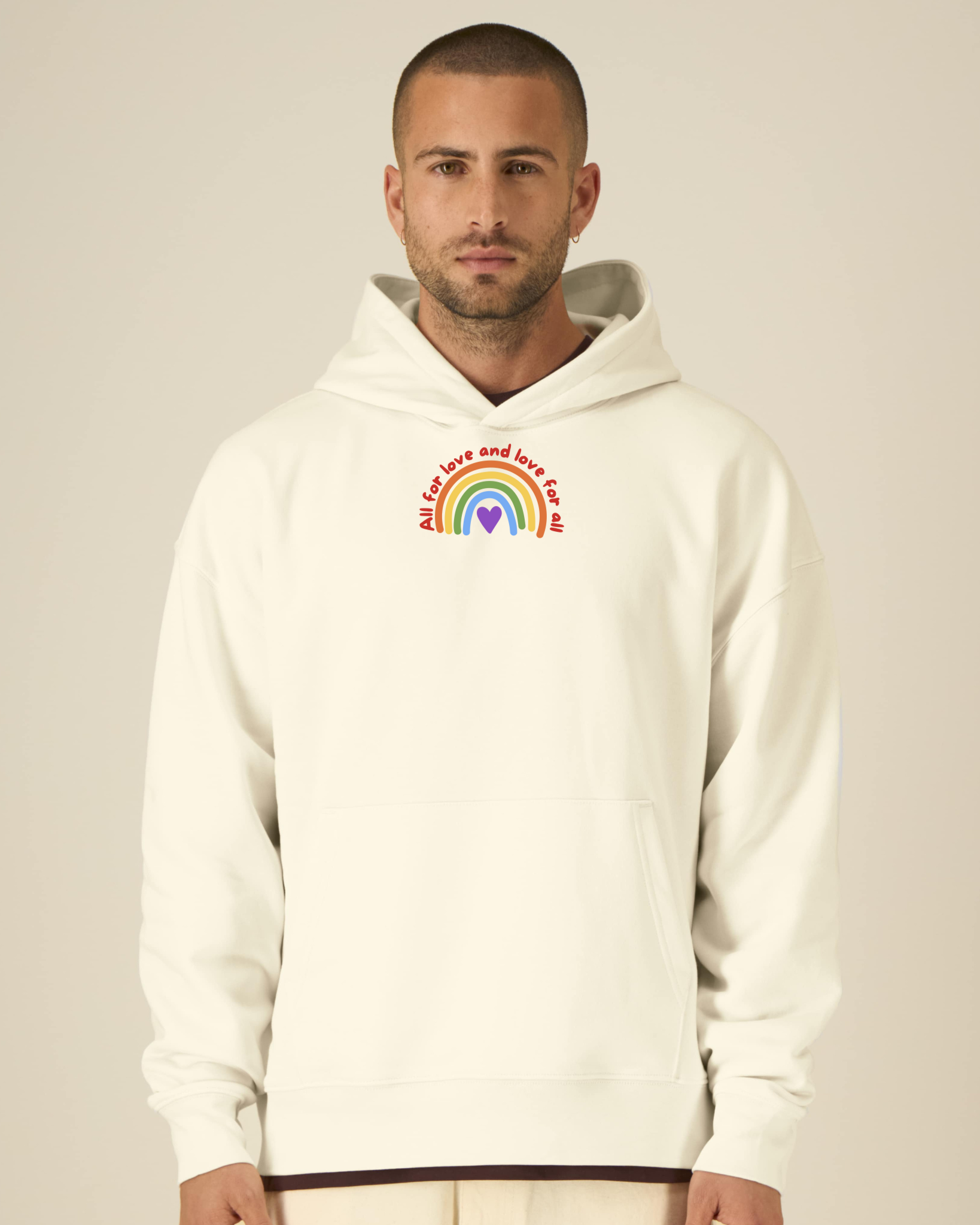 Pride wear Hoodie - Regenbogen - All for love and love for all - Creme 