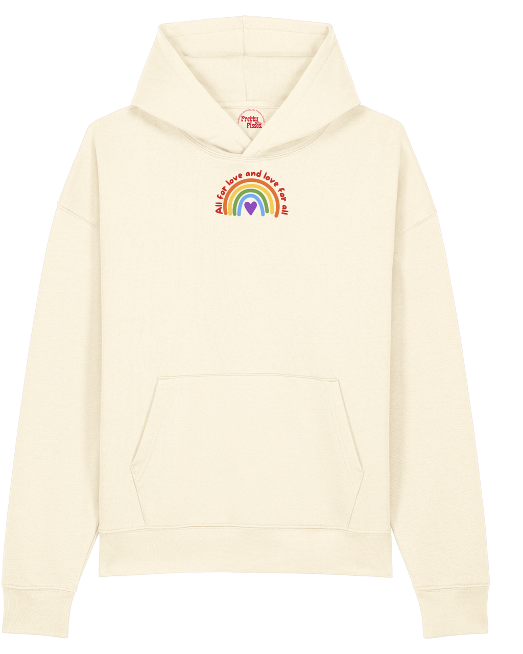 Pride wear Hoodie - Regenbogen - All for love and love for all - Creme 
